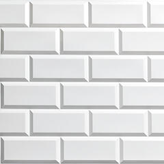 ANRO Wall Flexpanel PVC falburkoló lap - Metró csempe kötésben, fehér műanyag burkolat (TP10024059 - White unit)