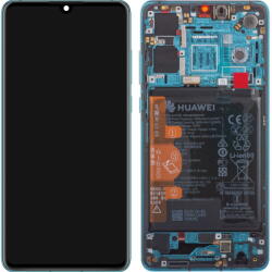 Huawei Piese si componente Display - Touchscreen Huawei P30, Cu Rama, Acumulator si piese, Albastru (Aurora Blue), Service Pack 02354HRH (02354HRH) - pcone
