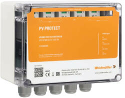 Weidmüller VPUM2I2SXFXV1O0TXPX10 PV PROTECT Összekötő doboz, 2 MPP, 1 bemenet / 1 kimenet MPP-nként, túlfeszültség-védelem I/II, tömszelencés, PUSH-IN, IP67, 1000V ( WEIDMÜLLER 2755980000 ) (2755980000)
