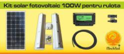 Kit solar fotovoltaic 100W pentru rulota (KIT100W12VRUL)