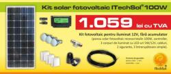  Kit (sistem) solar fotovoltaic ITechSol® 100W pentru iluminat 12V (fara acumulator) (KIT100W12VFA)