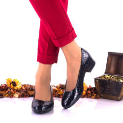 Pantofi dama casual din piele naturala, bleumarin indigo, croco - NA234CRI - ellegant
