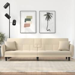 vidaXL Canapea extensibilă cu suporturi de pahare, crem, textil (351872) Canapea