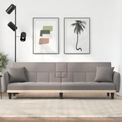 vidaXL Canapea extensibilă cu suporturi de pahare, gri taupe, textil (351874) Canapea