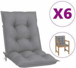 vidaXL Perne scaun cu spătar scund, 6 buc. , gri, 100x50x7 cm, textil (314283)