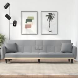 vidaXL Canapea extensibilă cu suporturi de pahar, gri deschis, textil (351869) Canapea