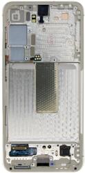 Samsung S911 Galaxy S23 Előlap Keret+LCD Kijelző+Érintőpanel, Fehér, Cream (GH82-30480B, GH82-30481B) Service Pack