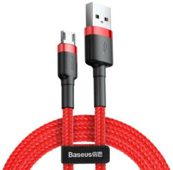 USB töltő- és adatkábel, microUSB, 200 cm, 1500 mA, törésgátlóval, cipőfűző minta, Baseus Cafule, CAMKLF-C09, piros - ionstore