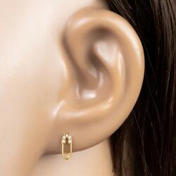 Ekszer Eshop 14K sárga arany fülbevaló - biztosítótű cirkóniákkal, csavaros rögzítéssel