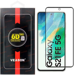  Samsung Galaxy S21 FE 5G üvegfólia, tempered glass, előlapi, edzett, hajlított, fekete kerettel, Veason 6D Pro
