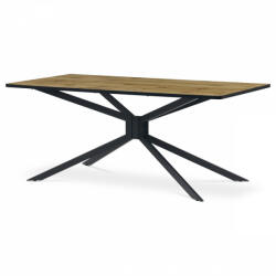 Artium Modern Étkezőasztal Vadtölgy Színben. Méret: 180x90x75 cm, MDF Asztallap, Matt Fekete Fém Szerkezet és Láb HT-885 (HT-885_OAK)