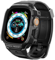 Spigen RUGGED ARMOR PRO pótszíj (egyedi méret, szilikon, közepesen ütésálló, állítható + szilikon keret) FEKETE Apple Watch Ultra 49mm (ACS05460)