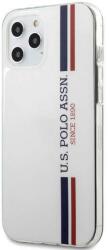 U. S. Polo Assn Husa Protectie Spate U. S. Polo Tricolor Vertical Stripes USHCP12LPCUSSWH pentru Apple iPhone 12 Pro Max (Alb)