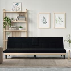 vidaXL Canapea extensibilă cu suporturi de pahare, negru, textil (351865) Canapea