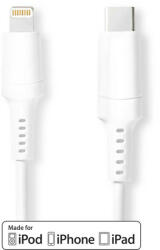 Nedis Lightning Kábel | USB 2.0 | Apple Lightning, 8 Pólusú | USB-C Dugasz | 480 Mbps | Nikkelezett | 2.00 m | Kerek | PVC | Fehér | Doboz (CCGW39650WT20)