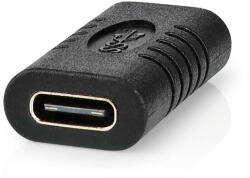 Nedis USB-C Adapter | USB 3.2 Gen 2 | USB-C Aljzat | USB-C Aljzat | 4K@60Hz | 10 Gbps | Kerek | Nikkelezett | Fekete | Boríték (CCGP64900BK)