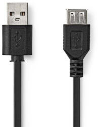 Nedis USB kábel | USB 2.0 | USB-A Dugasz | USB-A Aljzat | 480 Mbps | Nikkelezett | 3.00 m | Kerek | PVC | Fekete | Doboz (CCGB60010BK30)