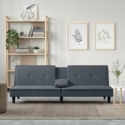 vidaXL Canapea extensibilă cu suporturi de pahar, gri închis, catifea (351921) Canapea