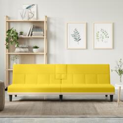 vidaXL Canapea extensibilă cu suporturi de pahar, galben, textil (351867) - vidaxl Canapea