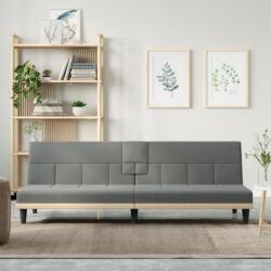vidaXL Canapea extensibilă cu suporturi de pahar, gri închis, textil (351864) Canapea