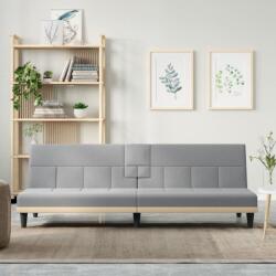 vidaXL Canapea extensibilă cu suporturi de pahar, gri deschis, textil (351863) Canapea