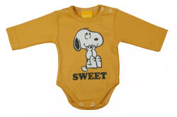 Hosszú ujjú baba body Snoopy mintával (86) - okker - babastar