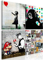 Artgeist Kép - Banksy Collage (4 Parts) - terkep-center - 26 588 Ft