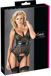 Cottelli Collection - fényes csíkos, átlátszó felső (fekete) (26315201021) - shop