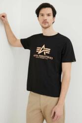 Alpha Industries pamut póló Basic T-Shirt Foil Print fekete, nyomott mintás - fekete L - answear - 9 390 Ft