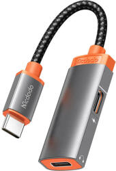 Mcdodo Cablu de date Mcdodo Adaptor audio si incarcare USB-C la 2x USB-C mama CA-0520 PD 60W Argintiu/Portocaliu (CA-0520)