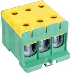 Tracon Főáramköri leágazó kapocs, sínre/felületre, zöld/sárga 35-150mm2, max. 1000VAC/1500VDC, max. 320A (FLEAL-150/3ZS)