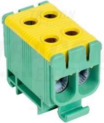 Tracon Főáramköri leágazó kapocs, sínre szerelhető, zöld/sárga 6-50mm2, max. 1000VAC/1500VDC, max. 160A (FLEAL-50/2ZS)