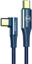 Mcdodo Cablu de date Mcdodo CA-8324 Firefox Unghi incarcare de 90 grade, USB-C/USB-C, 100W, 5A, 2m, Albastru (CA-8324)