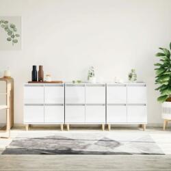 vidaXL Servante, 3 buc, alb extralucios, 60x35x70 cm, lemn prelucrat (3185769) Comoda