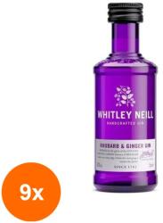 Whitley Neill Set 9 x Gin Whitley Neill, Rubarba si Ghimbir, Rhubarb & Ginger Gin 43%, Miniatura, 0.05 l