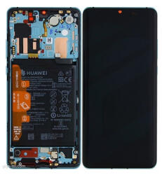 Huawei P30 PRO (2019, 2020) Előlap Keret+LCD Kijelző+Érintőüveg+Akkumulátor, Sötétkék, Mystic Blue (02355MUQ) Service Pack