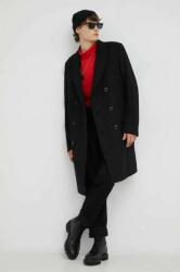 G-Star RAW palton de lana culoarea negru, de tranzitie, cu doua randuri de nasturi PPYX-KPM002_99X