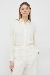 Calvin Klein camasa femei, culoarea bej, cu guler clasic, regular PPYX-KDD006_01A