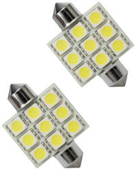 VECTA Set 2 becuri auto Vecta cu 9 leduri SMD 12V T11x36mm C5W alb sofit Festoon 5050SMD AutoDrive ProParts