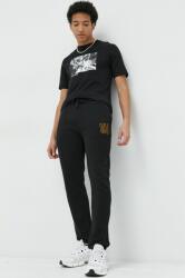 Hugo pantaloni de trening din bumbac barbati, culoarea negru, neted PPYX-SPM018_99X