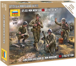 Zvezda US 81mm Mortar w/crew 1: 72 makett figura (6287) (6287)