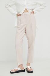 Bruuns Bazaar pantaloni femei, culoarea roz, drept, high waist PPYY-SPD0NY_30X