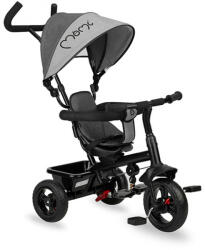 MoMi Tricicleta 5 in 1, MoMi IRIS Grey, Scaun rotativ 360°, Suport pentru picioare detasabil, Maner telescopic, Cos pentru jucarii, Materiale usor de curatat (ROTR00010) - drool