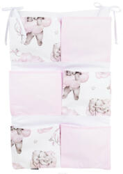 MT MTT Zsebes tároló kiságyra - Rózsaszín felhők alvó macikkal