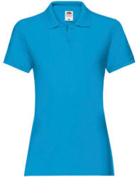 Fruit of the Loom Női Galléros póló Rövid ujjú Fruit of the Loom Premium Polo Lady-Fit - M (12), Azur kék