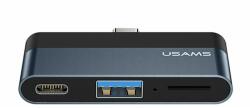 USAMS Hub Type-C la 1xUSB, Type-C, Micro SD - USAMS mini (US-SJ491) - Dark Gray (KF234376) - Technodepo