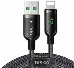 Yesido Cablu de Date USB la Lightning 2.4A, Display Digital , 1.2m - Yesido (CA-84) - Black (KF236937) - Technodepo