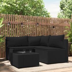 vidaXL Set mobilier relaxare grădină 4 piese cu perne poliratan negru (319781)