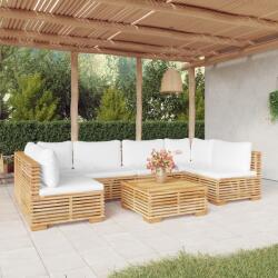 vidaXL Set mobilier grădină cu perne, 7 piese, lemn masiv de tec (3100893) - vidaxl