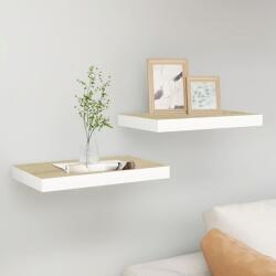 vidaXL Rafturi perete suspendate 2 buc. alb/stejar 40x23x3, 8 cm MDF (326571) Raft